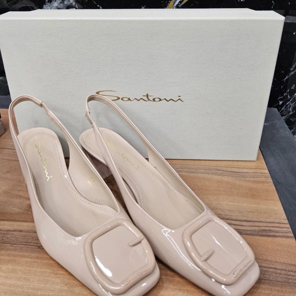 Santoni Women's Nude Slingback Heels